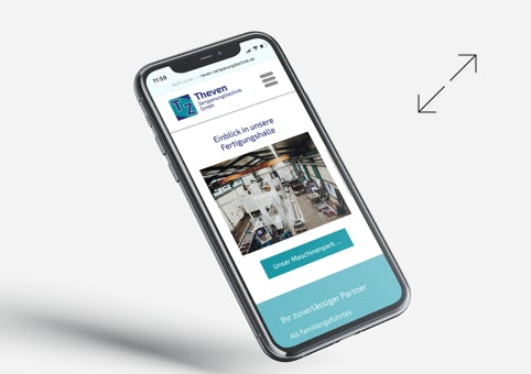 Mobile Website, Responsive Website für Theven Zerspanungstechnik GmbH, Viersen-Dülken